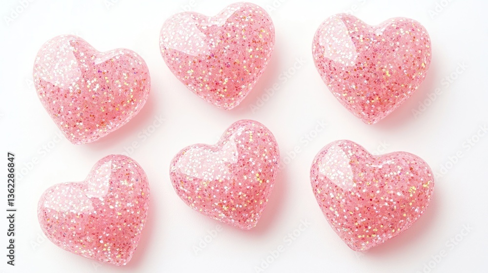 Obraz premium Set of pink hearts isolated on white background