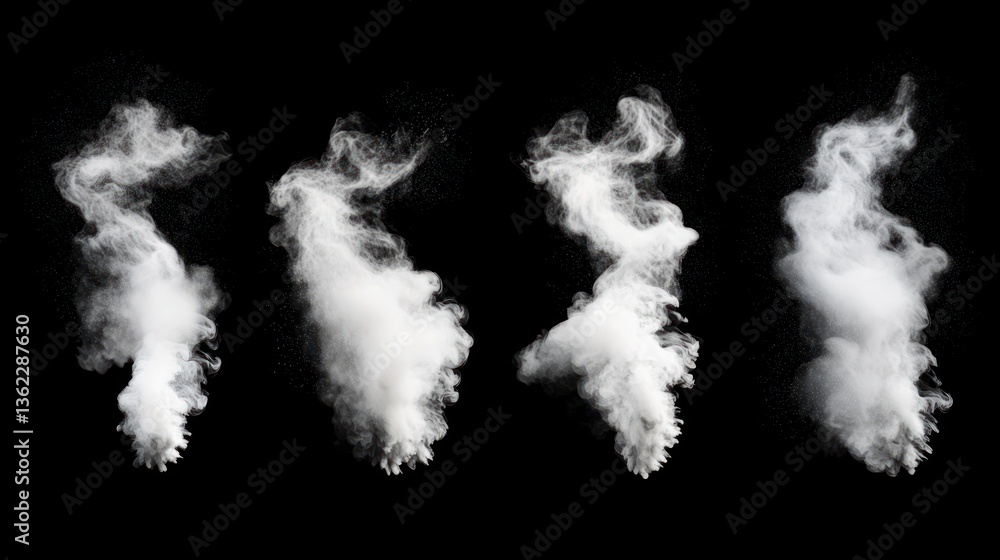 Dust flying powder black, element set on white background Dust flying powder black, element set on white background