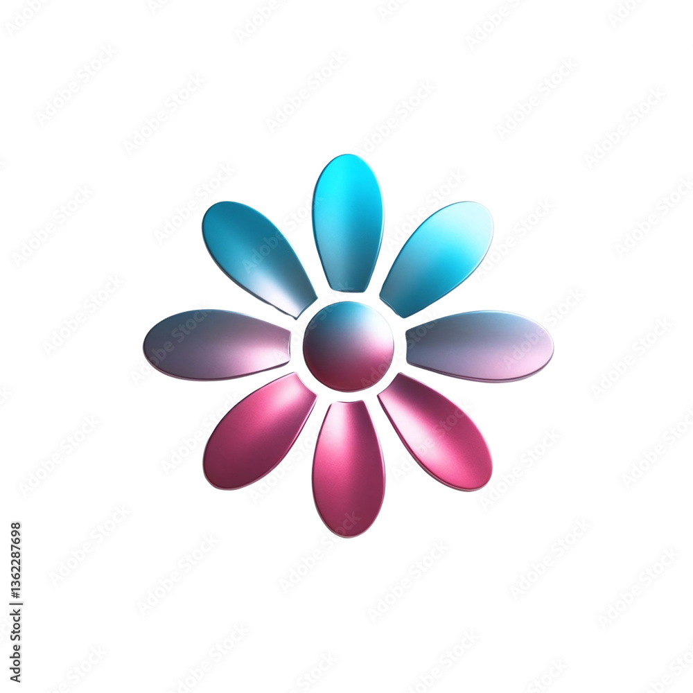 3d gradient silver flower icon isolated on white 3d gradient silver flower icon isolated on white