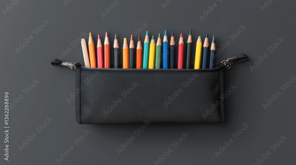 Isolated pencil case mockup on grey background illustration Isolated pencil case mockup on grey background illustration