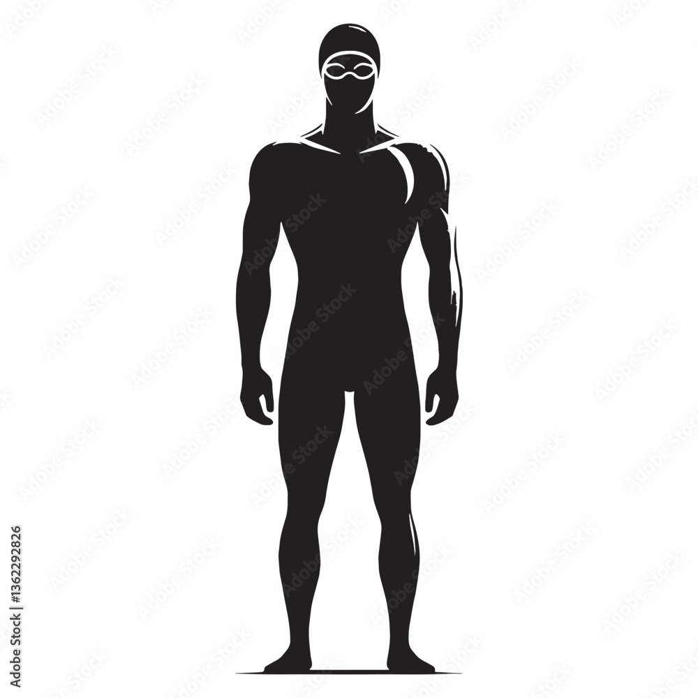 Fototapeta premium Graceful Swimmer silhouette, moving seamlessly through water - Swimmer illustration - Minimalist Swimmer vector - Art in motion