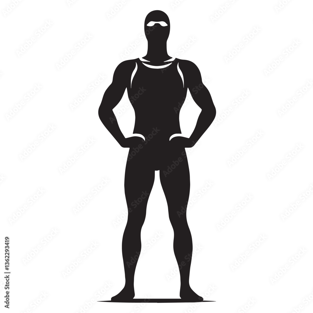 Fototapeta premium Champion Swimmer silhouette, racing to victory - Swimmer illustration - Minimalist Swimmer vector - Unstoppable speed