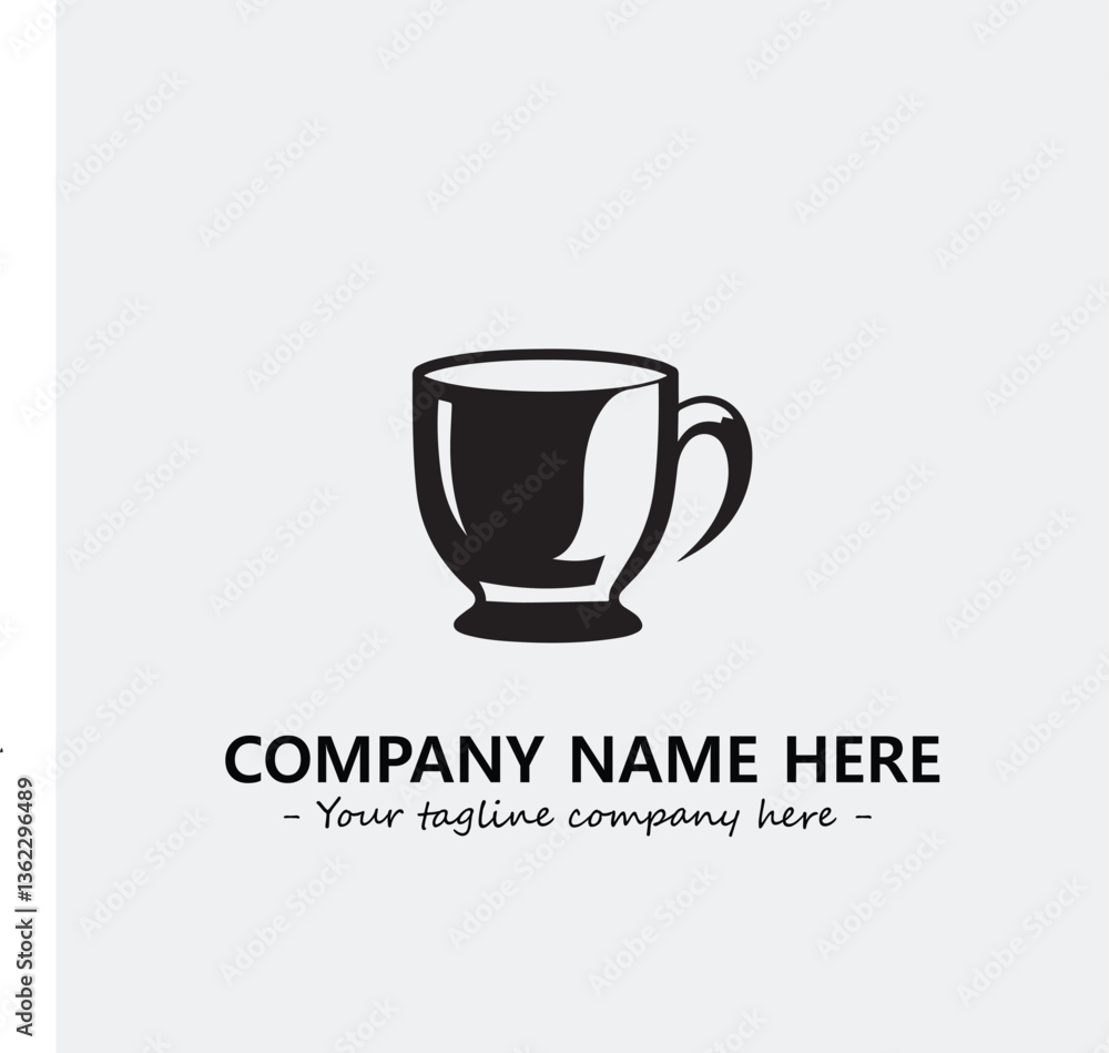 Cup illustration black and white for logo company vector image Cup illustration black and white for logo company vector image