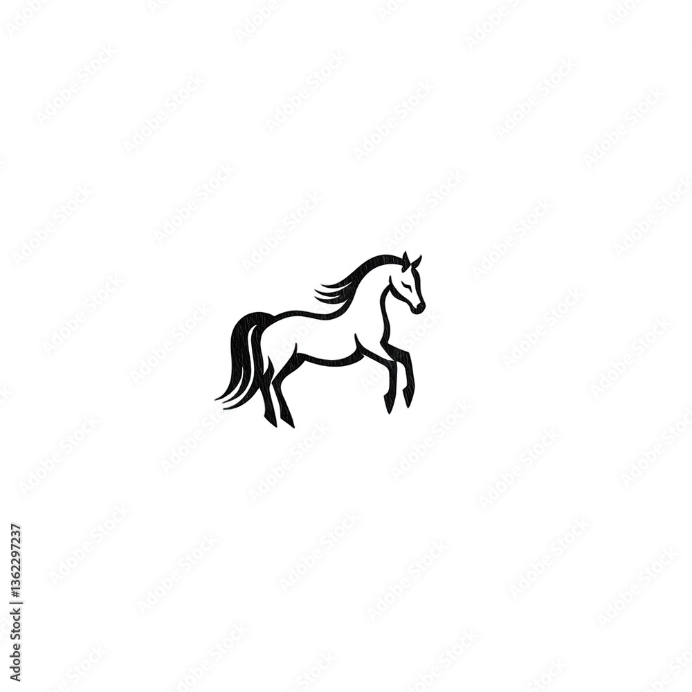 Elegant Black Stallion in Motion Artistic Line Drawing Elegant Black Stallion in Motion Artistic Line Drawing