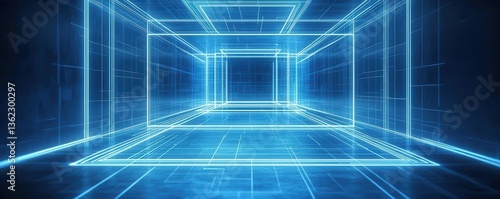 Abstract geometric blueprint with glowing lines, representing the foundation of strong business structures