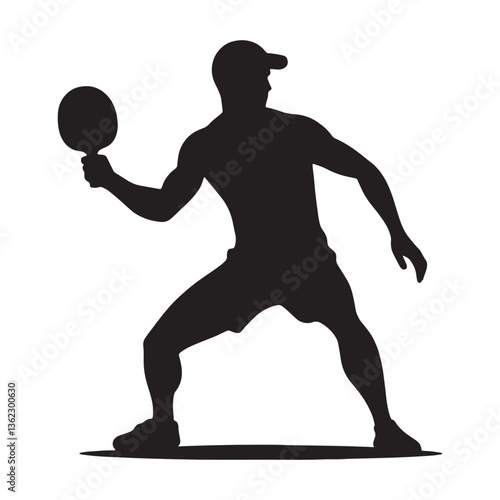 Swift Table Tennis Player silhouette, executing a perfect backhand - Table Tennis Player illustration - Minimalist Table Tennis Player vector - Precision in motion

