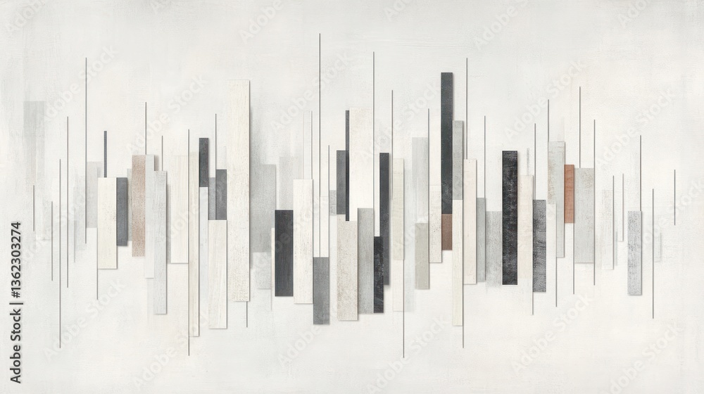 Abstract cityscape; muted tones, varying heights of rectangular shapes, suggesting buildings Abstract cityscape; muted tones, varying heights of rectangular shapes, suggesting buildings