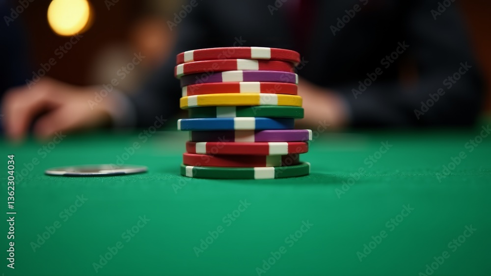 Fototapeta premium Stack Of Casino Chips On Table