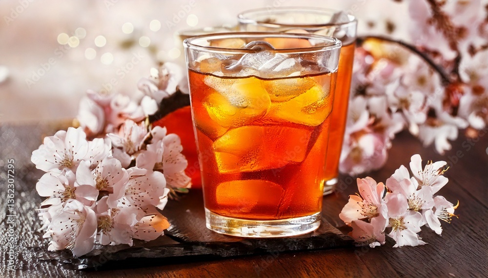 冷たいお茶と桜の花 冷たいお茶と桜の花