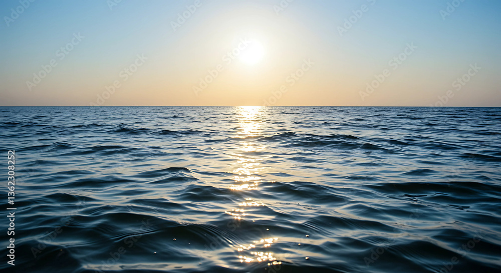 Fototapeta premium Sunlight reflecting on the ocean surface at sunset time