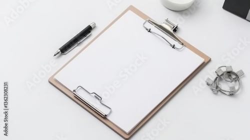 Wallpaper Mural Minimalistic workspace with clipboard and pen. Torontodigital.ca