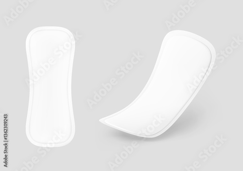 Realistic women pad mockup. Perspective view. Vector illustration isolated on grey background. Сan be used for healthcare, medical and other needs. EPS10.	