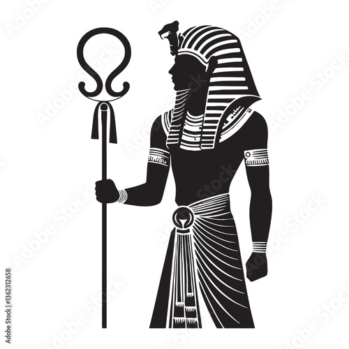 Exalted Pharaoh silhouette, reigning supreme - Pharaoh illustration - Pharaoh vector - Egyptian ruler silhouette - Egyptian silhouette

