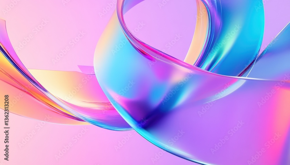 Abstract Colorful Swirling Ribbons on Pink Background Abstract Colorful Swirling Ribbons on Pink Background