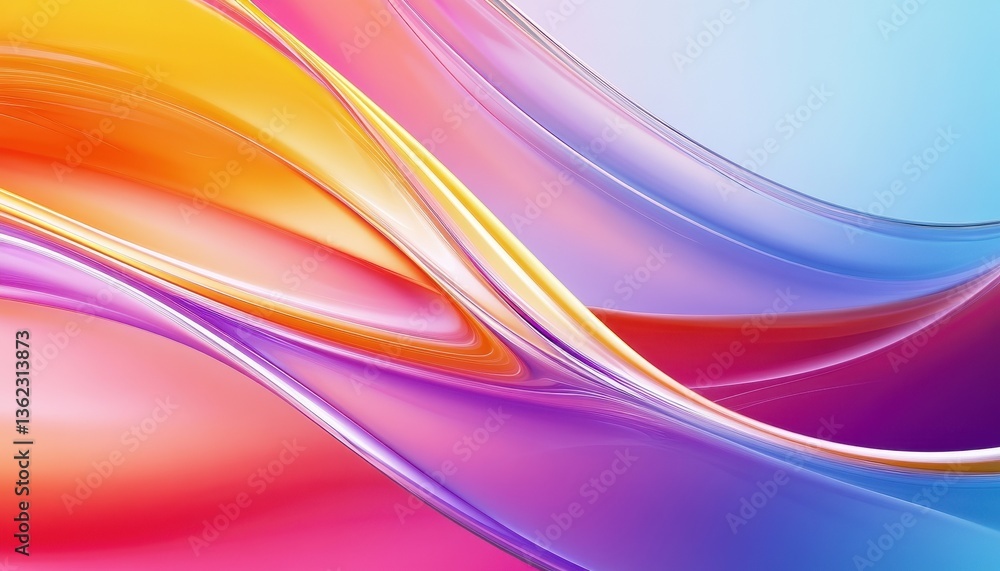 Fototapeta premium Abstract Colorful Waves Background: Fluid Orange Pink Purple Blue Gradient Design