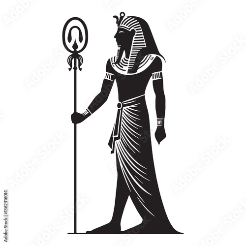 Majestic Pharaoh silhouette, symbolizing supreme rule - Pharaoh illustration - Pharaoh vector - Egyptian ruler silhouette - Egyptian silhouette

