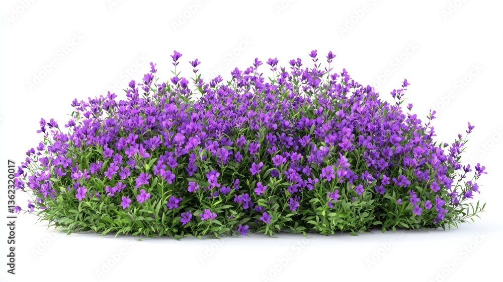 Fototapeta premium Lavender Bush with Sharp Cut-Out, Isolated White Background