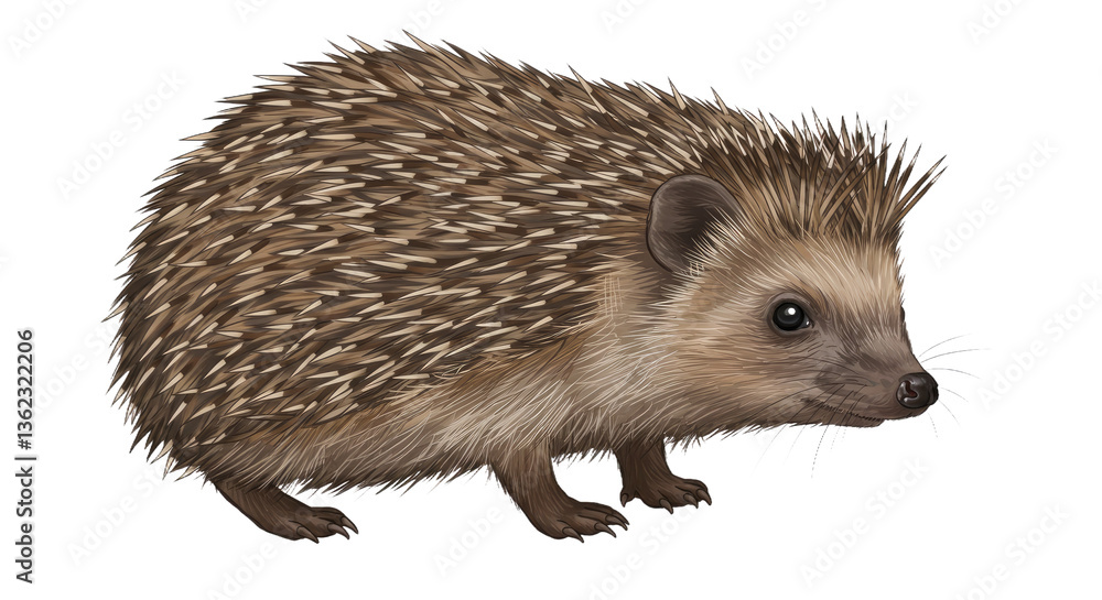 Naklejka premium A Charming Pet Hedgehog Featuring a Naturally Varied Coat of Soft Browns and Gentle Grays