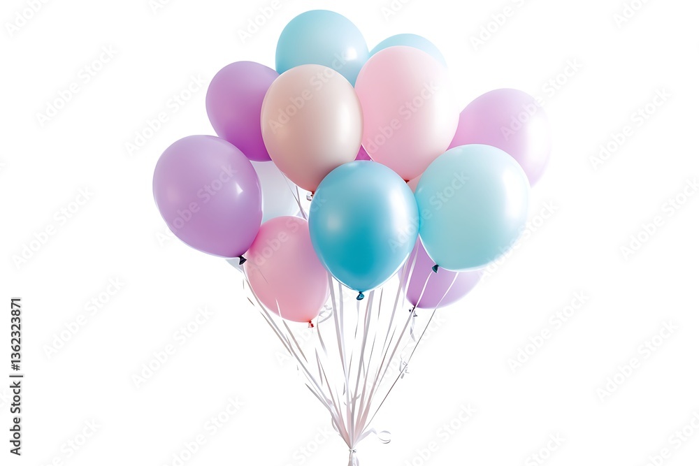 Pastel Balloon Bouquet, Isolated on White Pastel Balloon Bouquet, Isolated on White