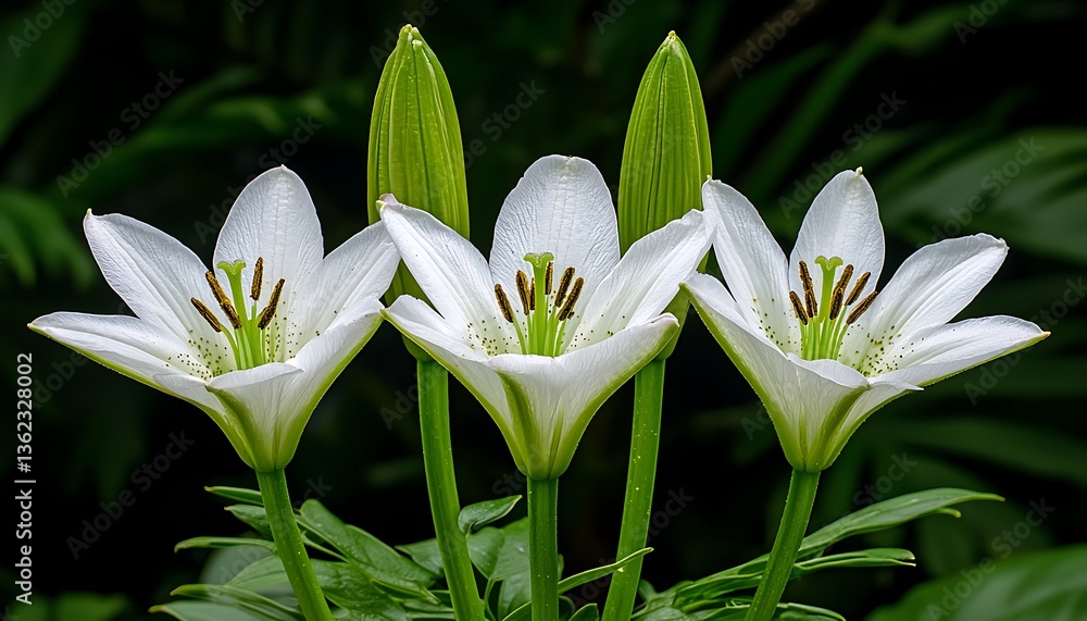 Fototapeta premium White Lilies Close-up Garden
