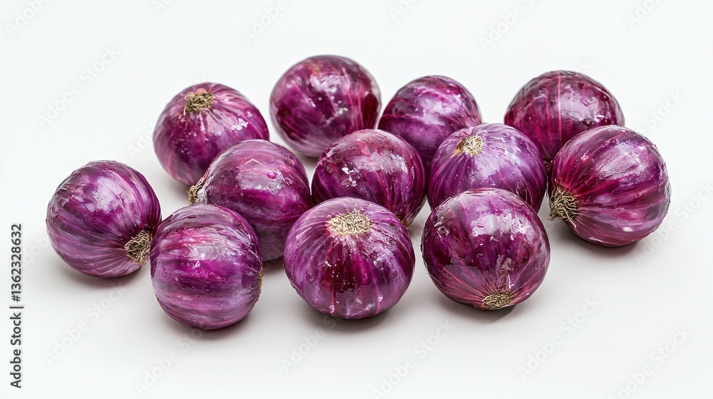 Set of Delicious Red Onions, Isolated White Background Set of Delicious Red Onions, Isolated White Background