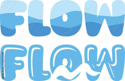 Logo FLOW Typography Illustration with a Touch of Water