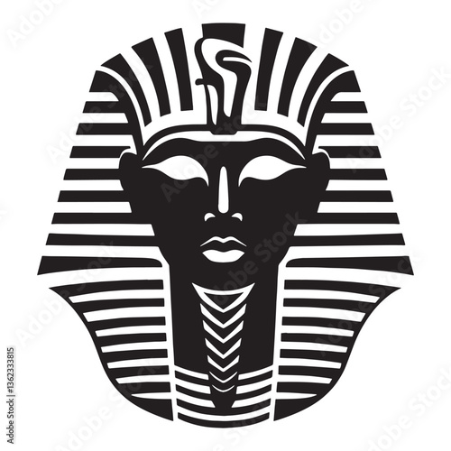 Eternal Pharaoh Mask silhouette, preserved in royal tombs - Pharaoh Mask illustration - Pharaoh Mask minimalist vector - Egyptian silhouette

