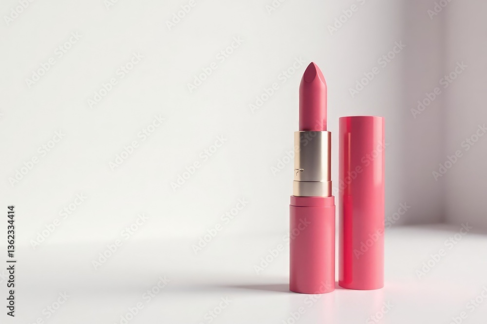 Elegant lipstick tube, pristine white backdrop, white, studio shot Elegant lipstick tube, pristine white backdrop, white, studio shot