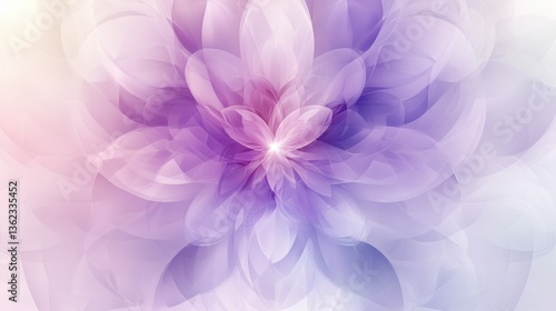 Soft purple gradient background with central glow illustration