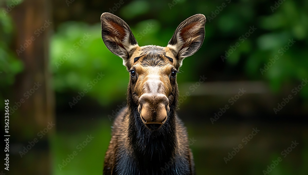 Moose Portrait in Woods Moose Portrait in Woods