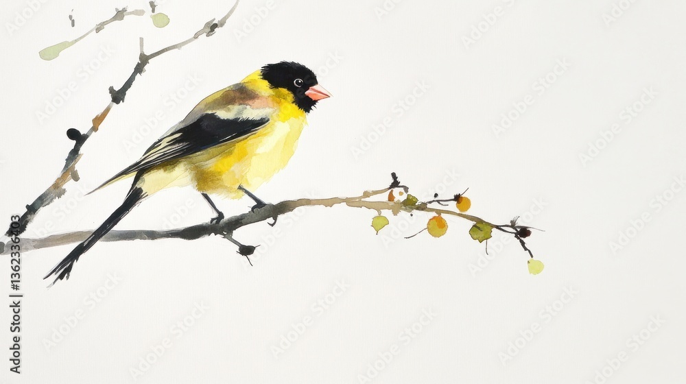 Fototapeta premium Yellow bird perch nature image