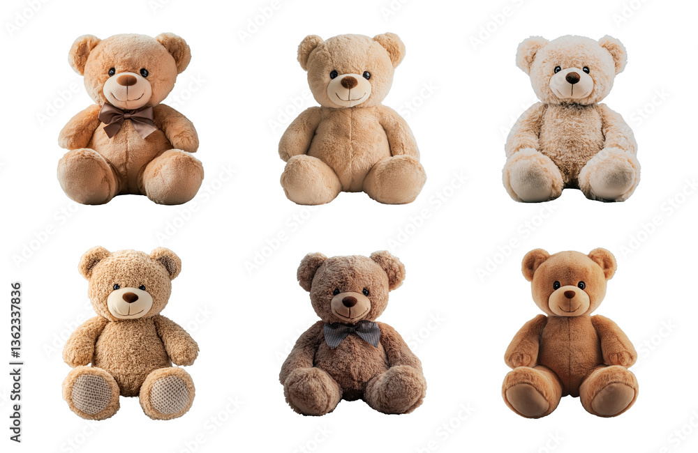 Soft plush teddy bear toy collection isolated on a transparent or white background, cut-out, PNG Soft plush teddy bear toy collection isolated on a transparent or white background, cut-out, PNG