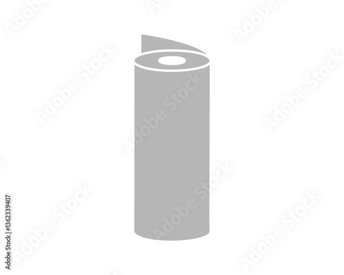 Simple, minimalist icon of a roll of material.  Perfect for representing concepts of packaging, printing, design, or raw materials.