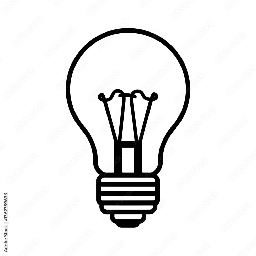 Light Bulb Outline Vector | Simple Idea Icon & Innovation Symbol Light Bulb Outline Vector | Simple Idea Icon & Innovation Symbol
