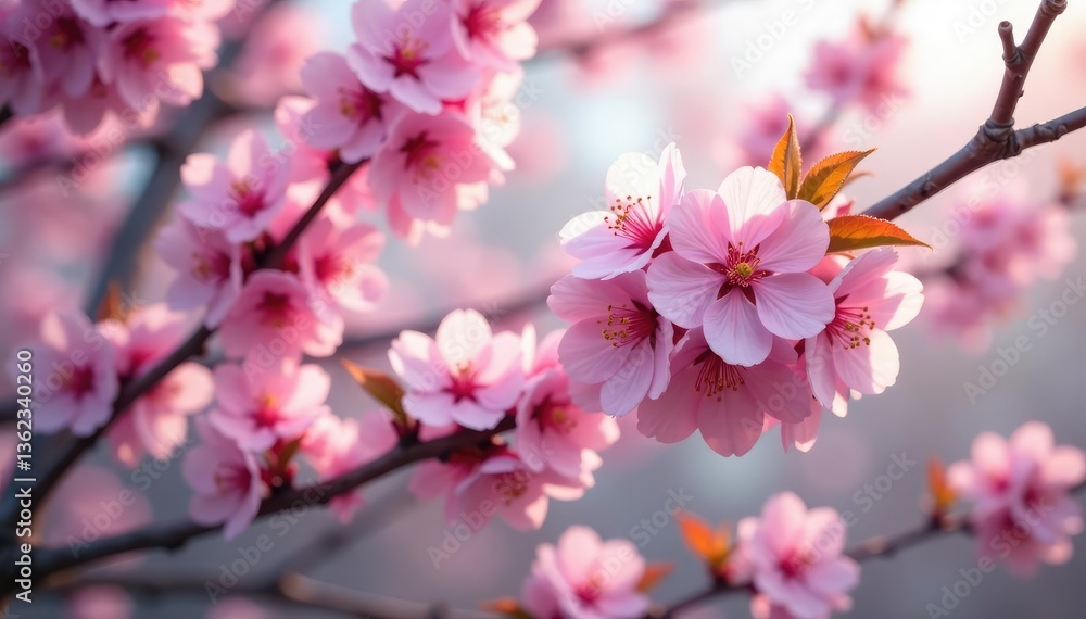 Delicate pink sakura blossoms, intricate branch pattern, spring, floral Delicate pink sakura blossoms, intricate branch pattern, spring, floral