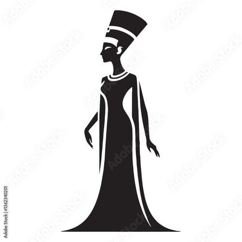 Royal Nefertiti silhouette, the embodiment of grace and strength - Nefertiti illustration - Nefertiti minimalist vector - Egyptian Queen silhouette - Egyptian silhouette

