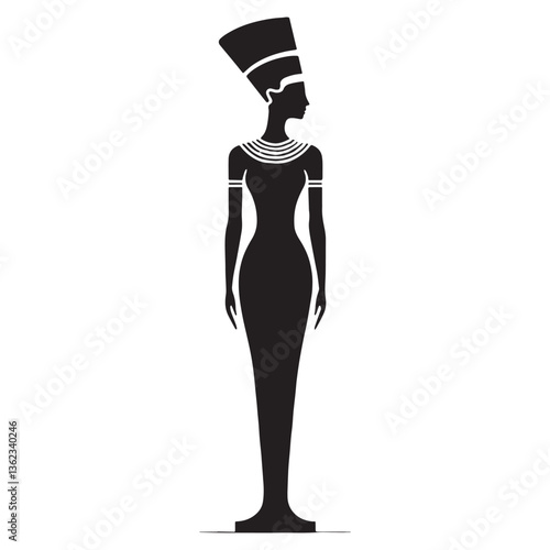 Radiant Nefertiti silhouette, the face of ancient beauty - Nefertiti illustration - Nefertiti minimalist vector - Egyptian Queen silhouette - Egyptian silhouette

