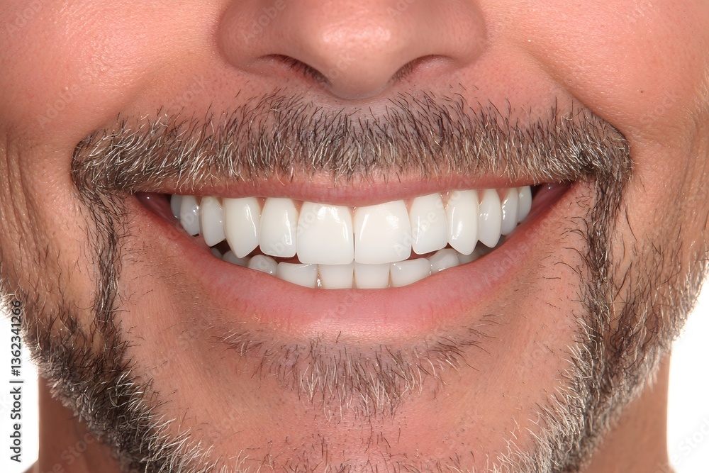 Obraz premium Closeup of a Man's Bright White Smile with Goatee