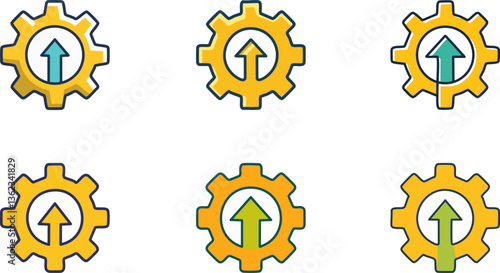 Gear Icon Illustration with Up Graph