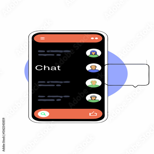 Dark Mode Chat UI - Messenger App Vector