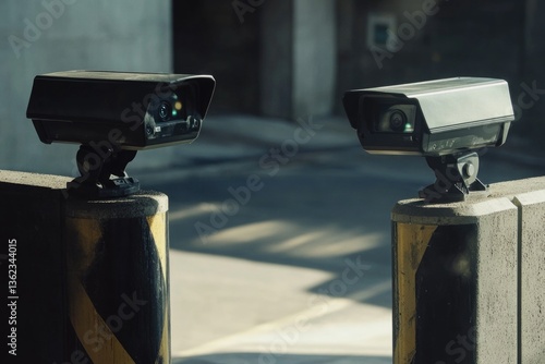 Two cameras situated atop a pole, suitable for surveillance or observation photo