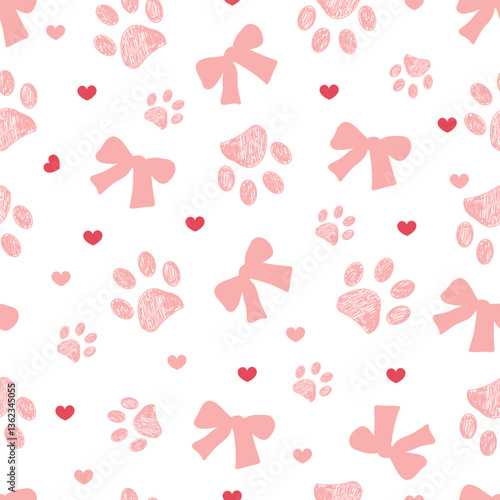 Bow ties, hearts and cute paw prints