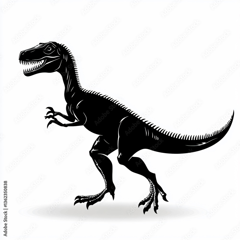 Fototapeta premium Fierce Velociraptor Silhouette with Extended Claws and Menacing Posture