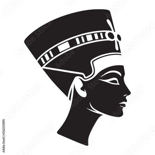 Ancient Nefertiti face silhouette, whispering tales of Egypt - Nefertiti illustration - Nefertiti minimalist vector - Egyptian queen silhouette

