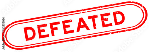 Grunge red defeated word rubber seal stamp on white background