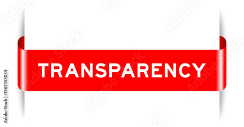 Red color inserted label banner with word transparency on white background