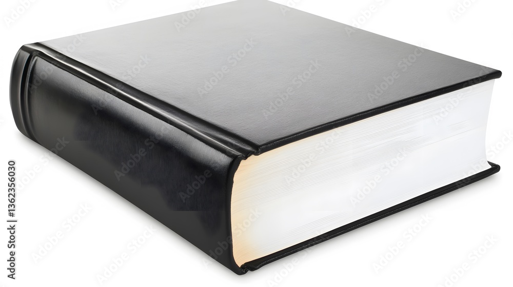 Thick Black Leather Bound Book Isolated on White Background Thick Black Leather Bound Book Isolated on White Background