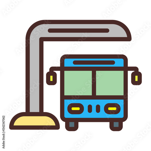 Bus Station Vector Icon Design