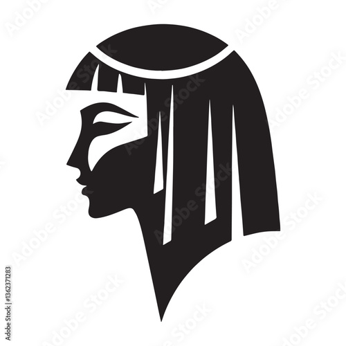 Bold Cleopatra face silhouette, a symbol of female power - Cleopatra illustration - Cleopatra vector - Egyptian queen silhouette - Egyptian silhouette

