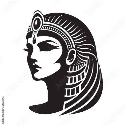 Respected Cleopatra face silhouette, a queen of intellect - Cleopatra illustration - Cleopatra vector - Egyptian queen silhouette - Egyptian silhouette

